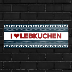 I love Lebkuchen Metallschild mit Weihnachtsmuster Motiv - Weihnachten Herz Engel Punkte Sterne
