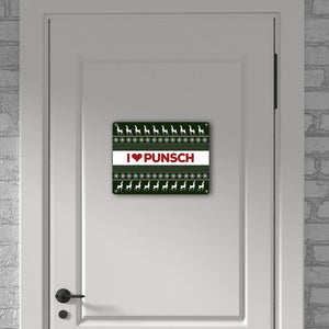 I love Punsch Metallschild mit Weihnachtsmuster Motiv - Weihnachten Herz Rentier Sterne Schnee Punkte Muster