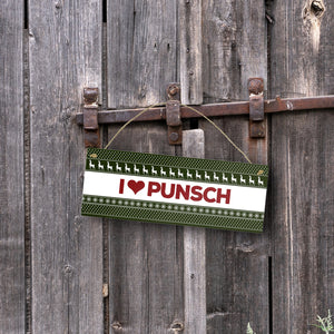 I love Punsch Metallschild mit Weihnachtsmuster Motiv Weihnachten Herz