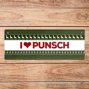 I love Punsch Metallschild mit Weihnachtsmuster Motiv Weihnachten Herz