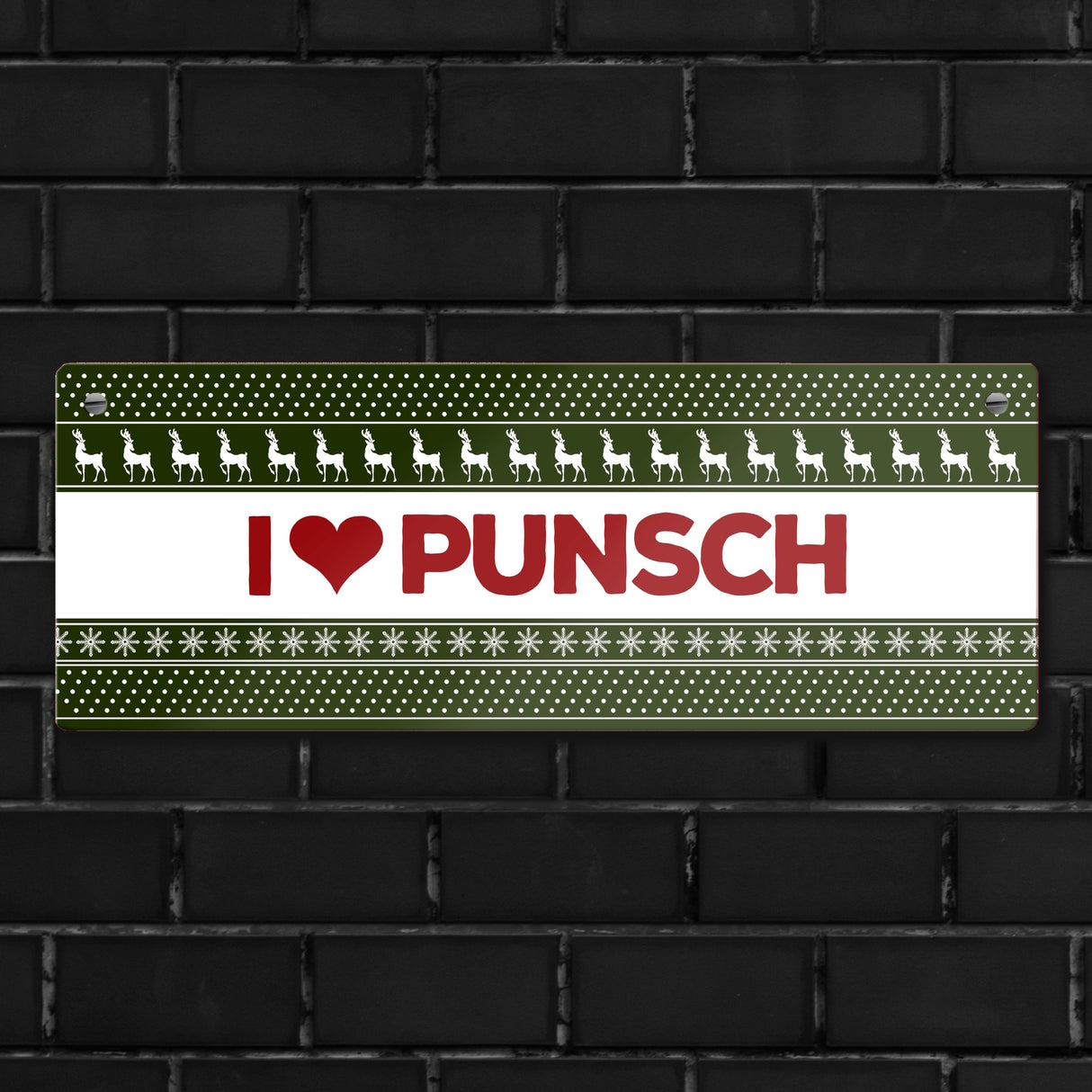 I love Punsch Metallschild mit Weihnachtsmuster Motiv Weihnachten Herz