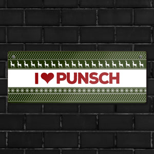 I love Punsch Metallschild mit Weihnachtsmuster Motiv Weihnachten Herz
