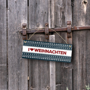 I love Weihnachten Metallschild mit Weihnachtsmuster Motiv - Sterne Advent Stern Herz