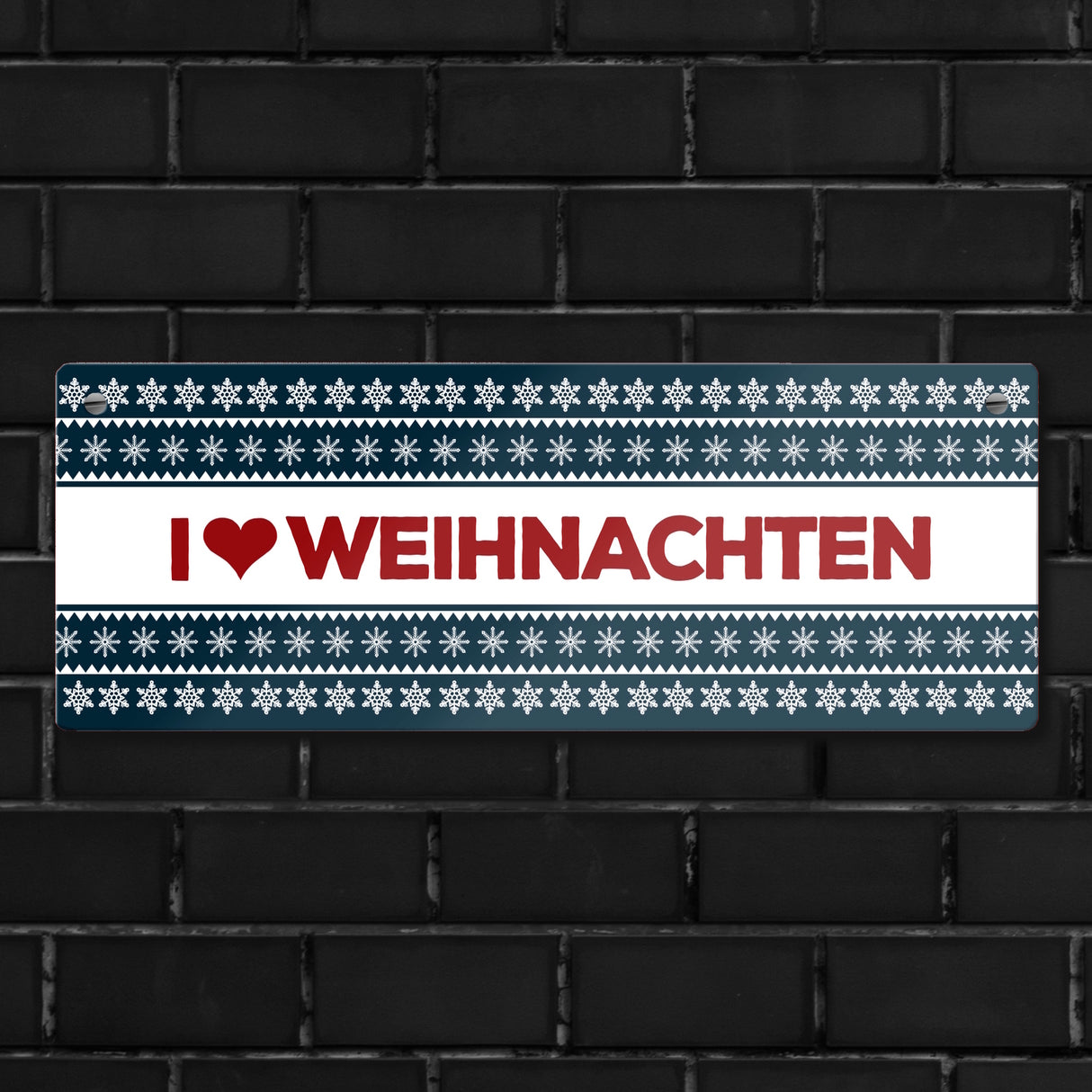 I love Weihnachten Metallschild mit Weihnachtsmuster Motiv - Sterne Advent Stern Herz