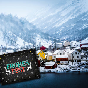 Frohes Fest Metallschild mit Rentier und Sterne Motiv