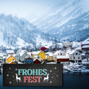 Frohes Fest Metallschild mit Rentier und Sterne Motiv