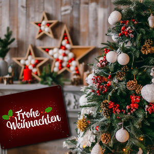 Frohe Weihnachten Metallschild mit Beeren und Blätter Motiv