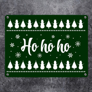 Ho ho ho Metallschild mit Weihnachtsmuster Motiv