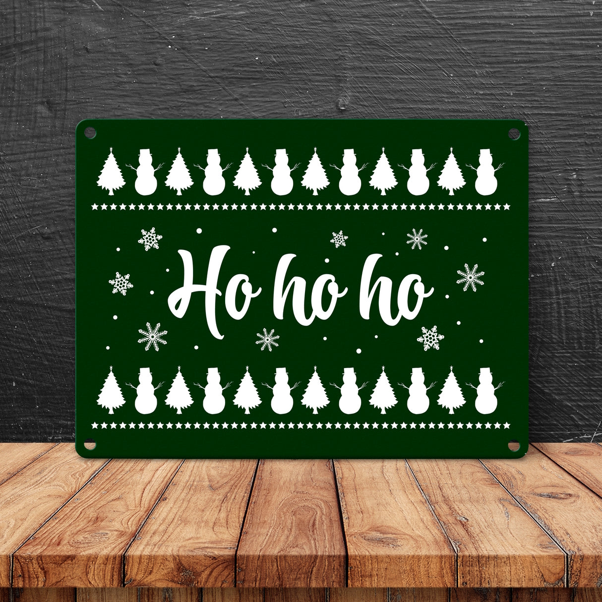 Ho ho ho Metallschild mit Weihnachtsmuster Motiv