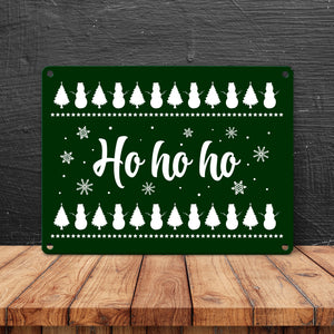 Ho ho ho Metallschild mit Weihnachtsmuster Motiv
