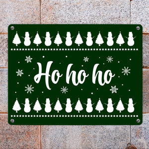 Ho ho ho Metallschild mit Weihnachtsmuster Motiv