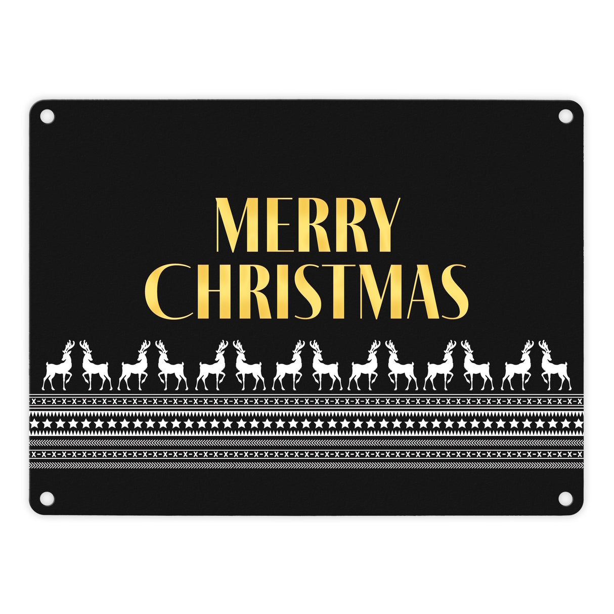 Merry Christmas Metallschild mit edlem Weihnachtsmuster Motiv