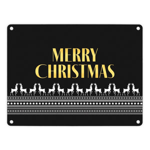 Merry Christmas Metallschild mit edlem Weihnachtsmuster Motiv