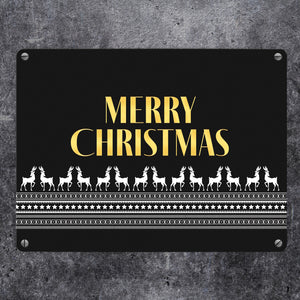 Merry Christmas Metallschild mit edlem Weihnachtsmuster Motiv
