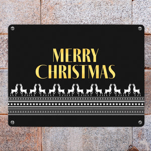 Merry Christmas Metallschild mit edlem Weihnachtsmuster Motiv