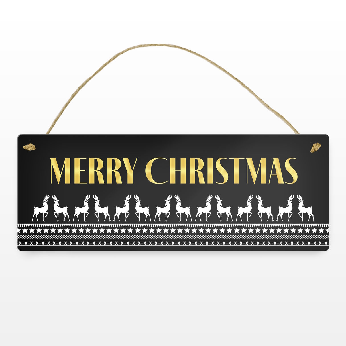 Merry Christmas Metallschild mit edlem Weihnachtsmuster Motiv