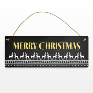 Merry Christmas Metallschild mit edlem Weihnachtsmuster Motiv