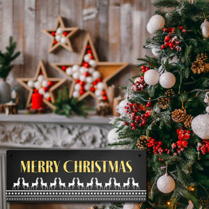 Merry Christmas Metallschild mit edlem Weihnachtsmuster Motiv