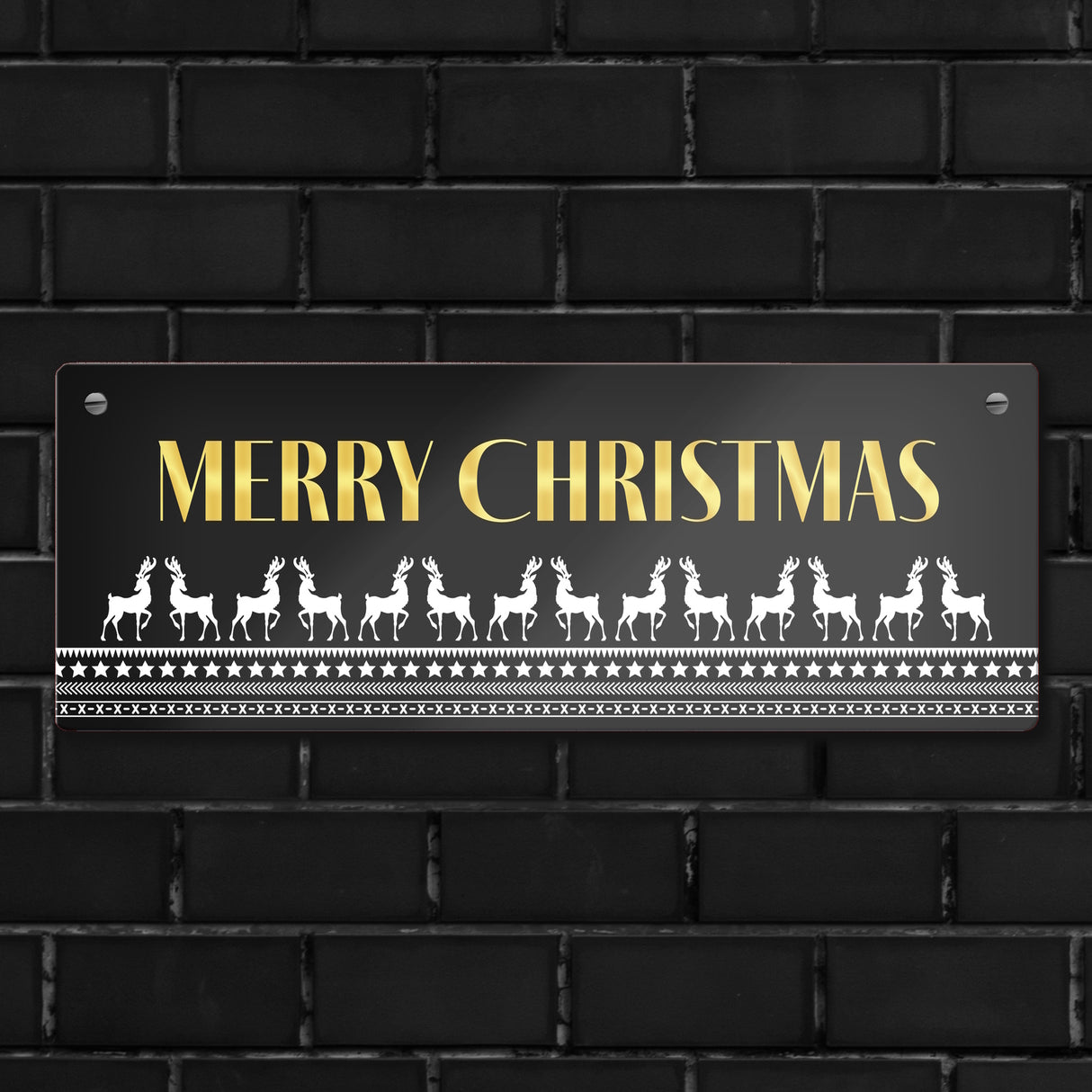 Merry Christmas Metallschild mit edlem Weihnachtsmuster Motiv