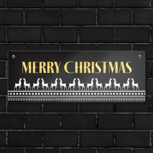 Merry Christmas Metallschild mit edlem Weihnachtsmuster Motiv