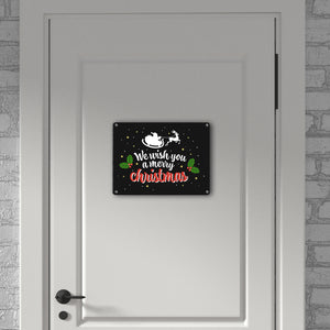 We wish you a merry christmas Metallschild mit Weihnachtsschlitten Motiv