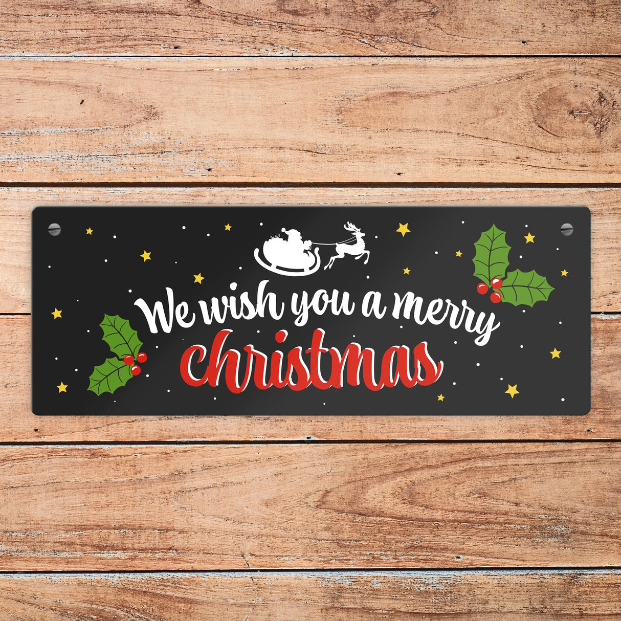 We wish you a merry christmas Metallschild mit Weihnachtsschlitten Motiv