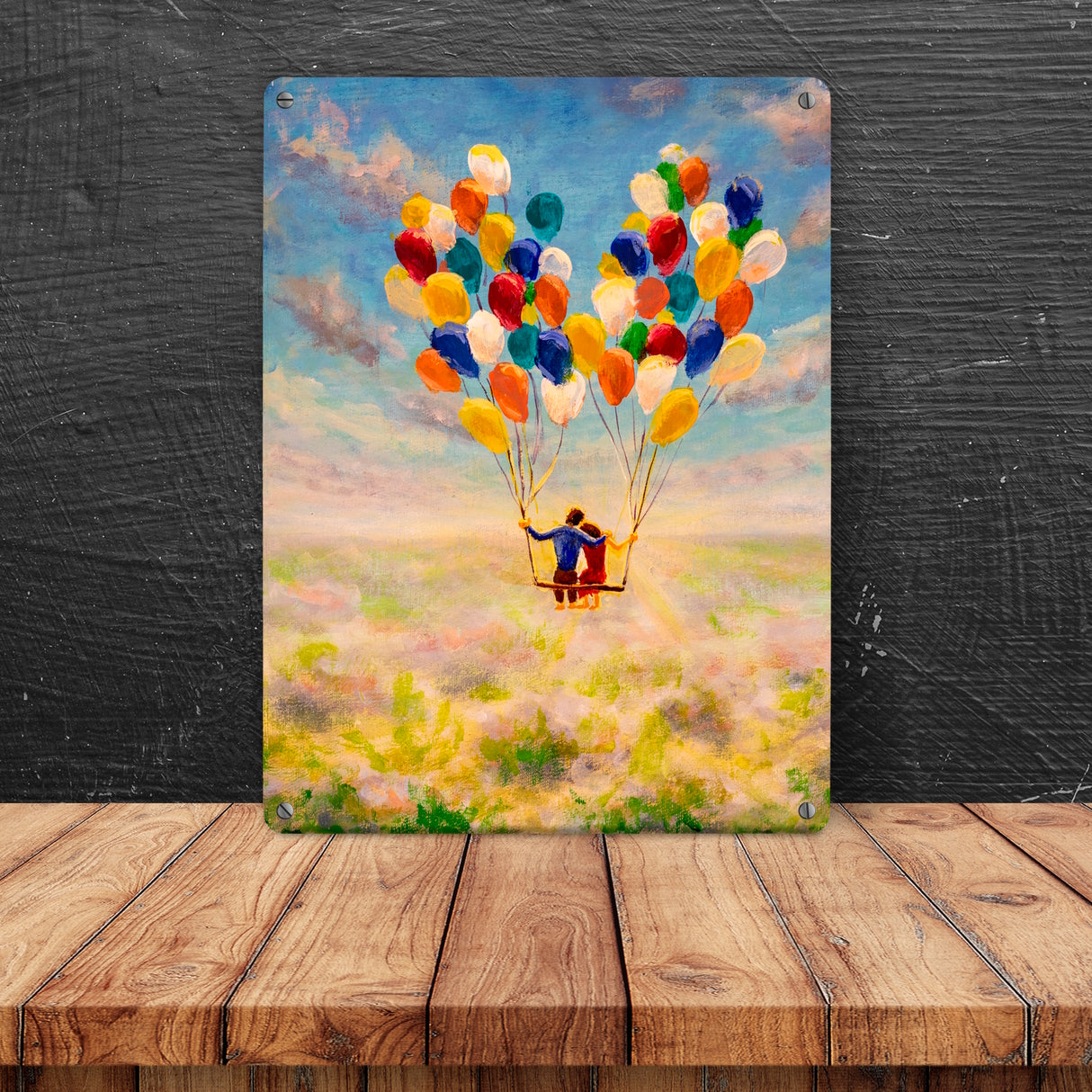 Luftballon Love and Life Metallschild