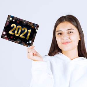 2021 Silvester Metallschild mit Feuerwerk Motiv