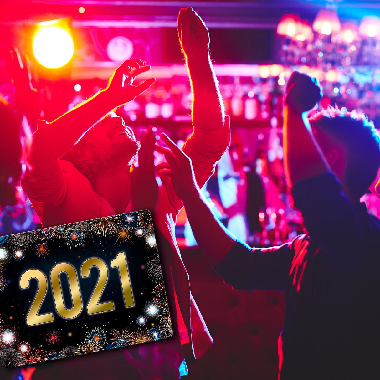 2021 Silvester Metallschild mit Feuerwerk Motiv