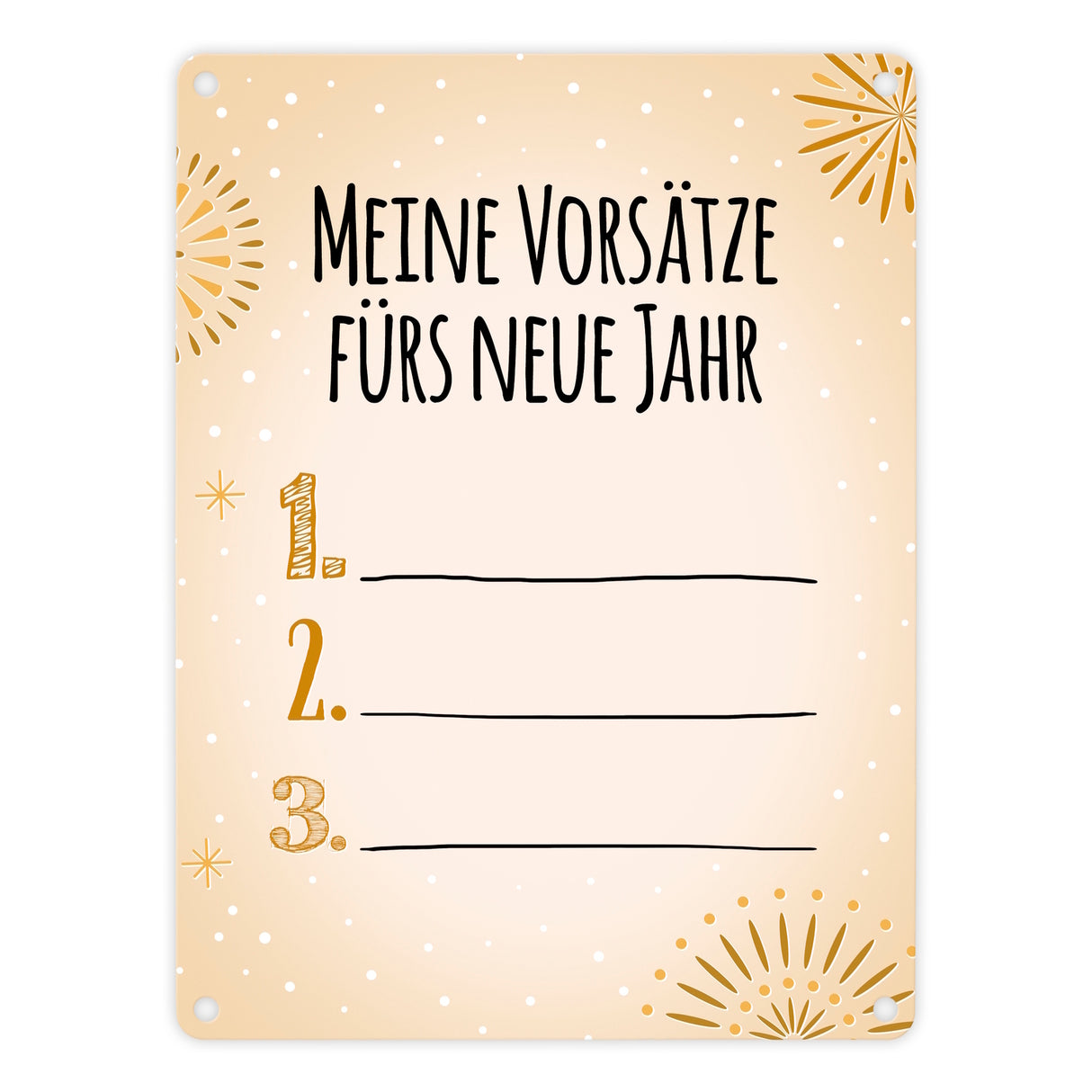 Vorsätze fürs neue Jahr Metallschild zum selber beschriften - Silvester Vorsatz jahr Year happy neu Rutsch