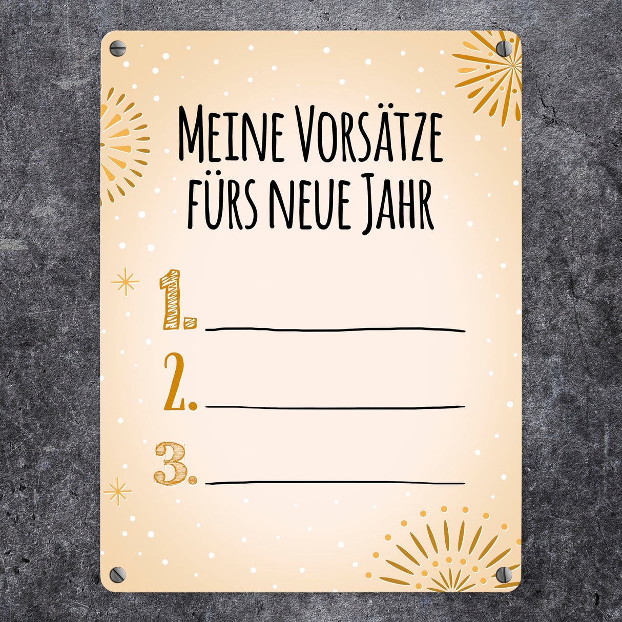 Vorsätze fürs neue Jahr Metallschild zum selber beschriften - Silvester Vorsatz jahr Year happy neu Rutsch