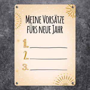 Vorsätze fürs neue Jahr Metallschild zum selber beschriften - Silvester Vorsatz jahr Year happy neu Rutsch