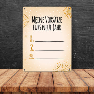Vorsätze fürs neue Jahr Metallschild zum selber beschriften - Silvester Vorsatz jahr Year happy neu Rutsch