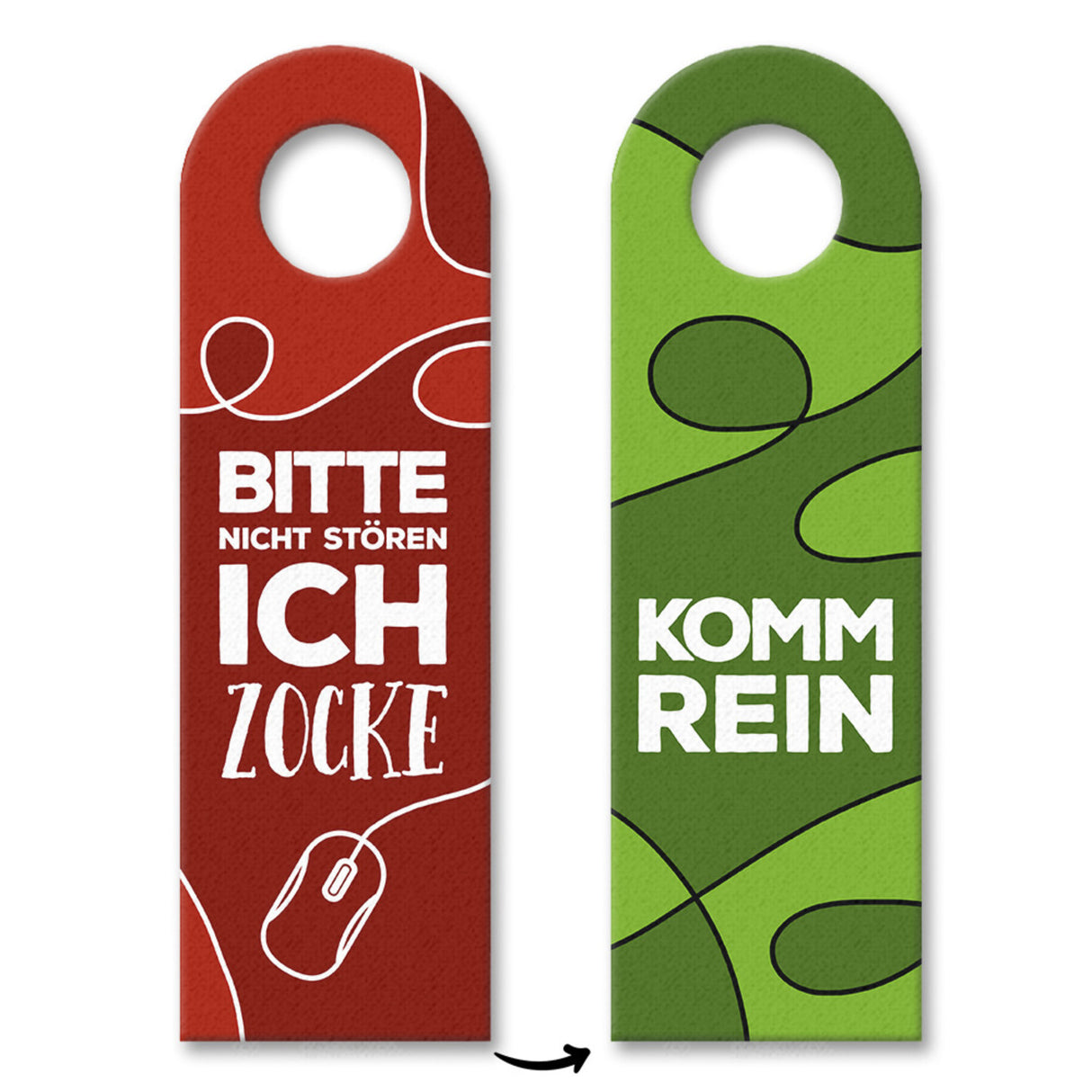 Nicht stören, ich zocke oder Komm rein Türhänger -grün mit Maus Motiv