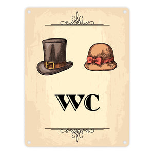 Vintage Herren und Damen WC Schild in beige