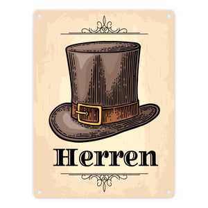 Vintage Herren WC Schild mit Zylinder in beige