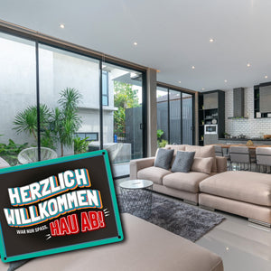 Willkommen, war nur Spaß hau ab Metallschild - Wohnung Haustür Gast Besuch haus Haustüre Wohnungtsüre Hass