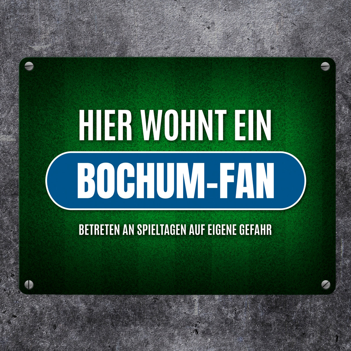 Hier wohnt ein Bochum-Fan Metallschild mit Rasen Motiv