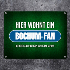 Hier wohnt ein Bochum-Fan Metallschild mit Rasen Motiv