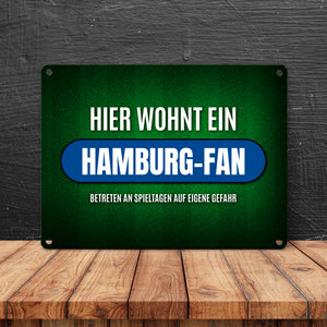 Hier wohnt ein Hamburg-Fan Metallschild
