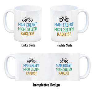 Man erlebt mich selten radlos Mountainbike Kaffeebecher