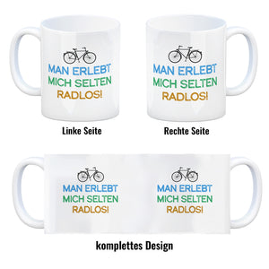 Man erlebt mich selten radlos Kaffeebecher mit Fahrrad Motiv