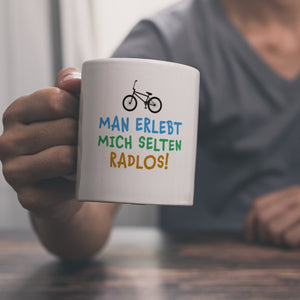 Man erlebt mich selten radlos BMX Kaffeebecher