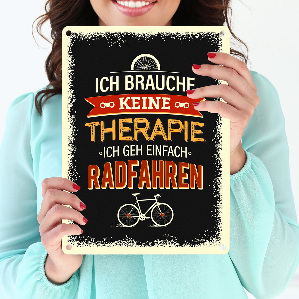 Keine Therapie - nur Radfahren Metallschild- Hobby Rad Bike Fahrrad Radfahrer natur