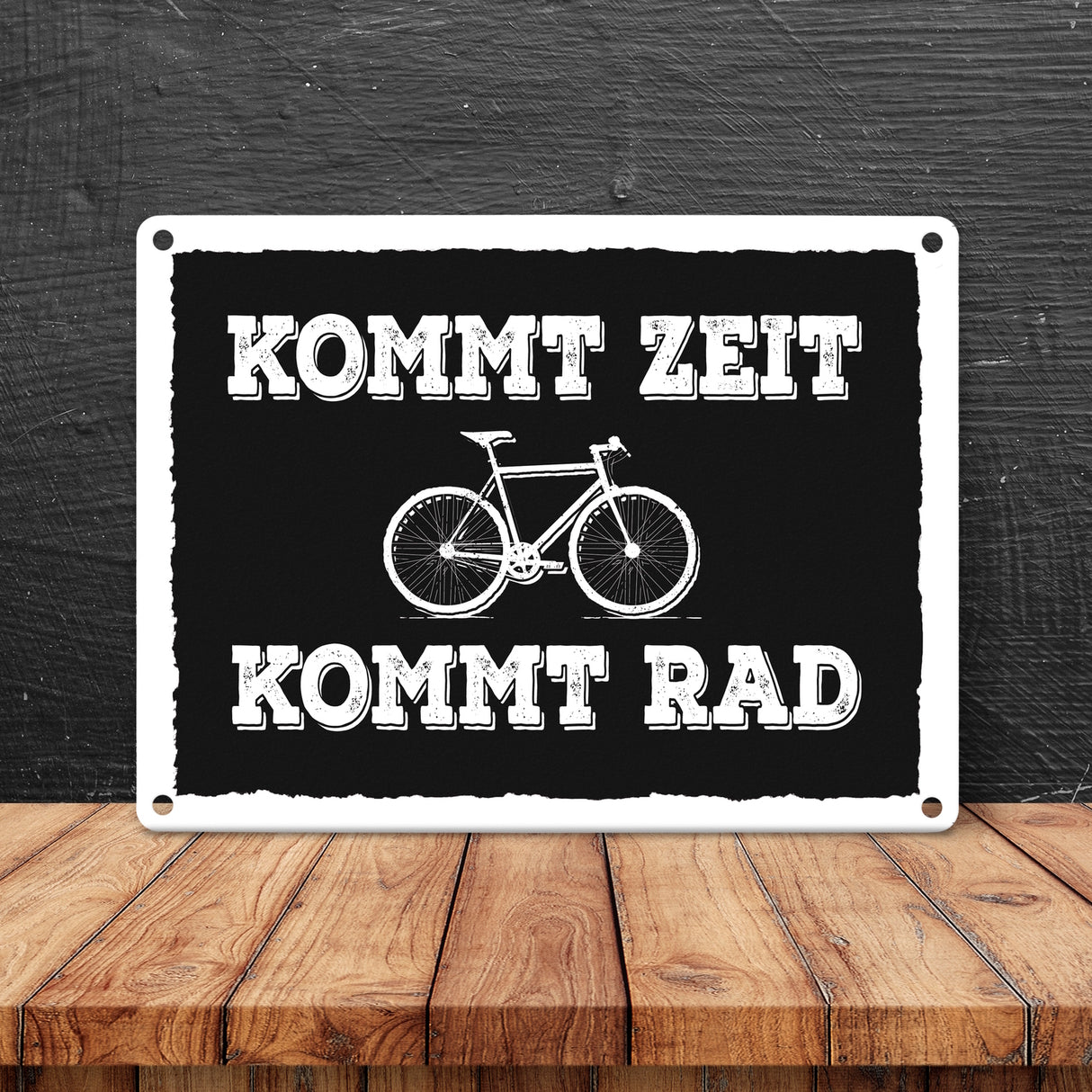 Kommt Zeit kommt Rad Metallschild mit Fahrrad Motiv