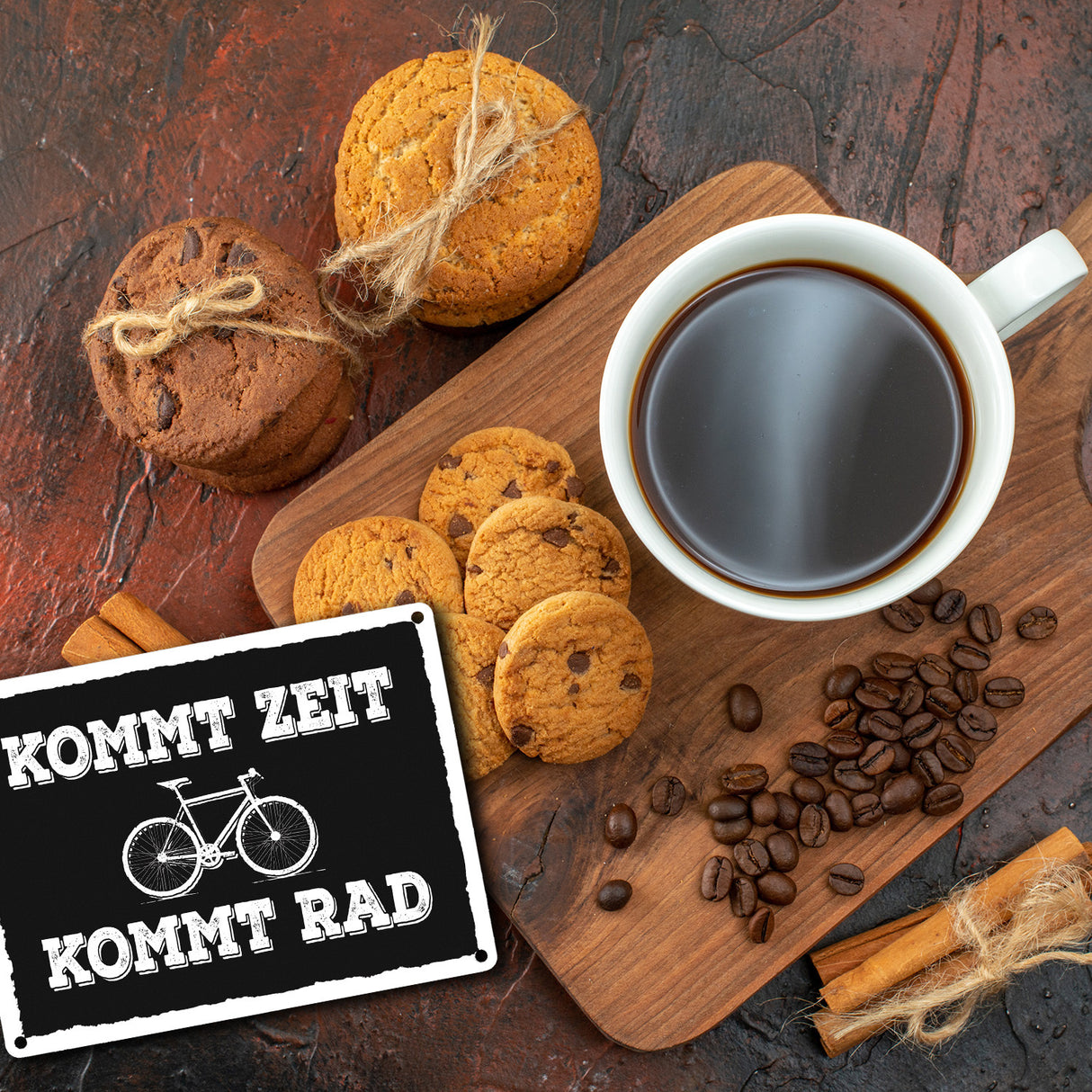 Kommt Zeit kommt Rad Metallschild mit Fahrrad Motiv