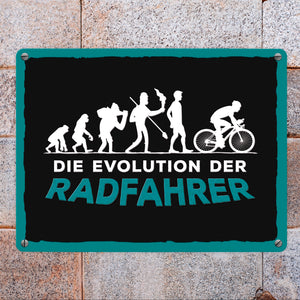 Die Evolution der Radfahrer Metallschild