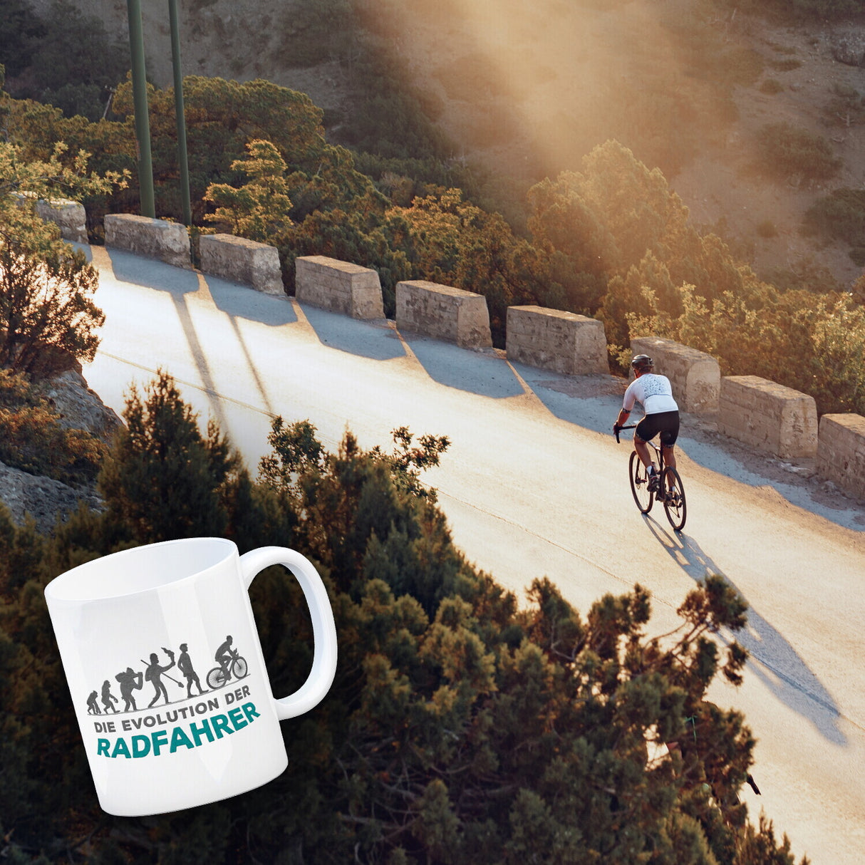 Die Evolution der Radfahrer Kaffeebecher