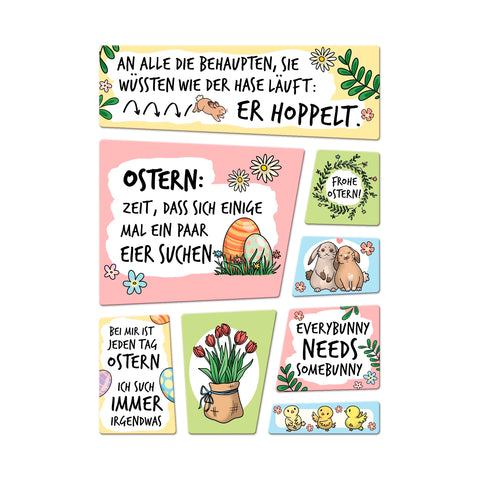 Ostern Sprüche Kühlschrankmagnete im 8er Set