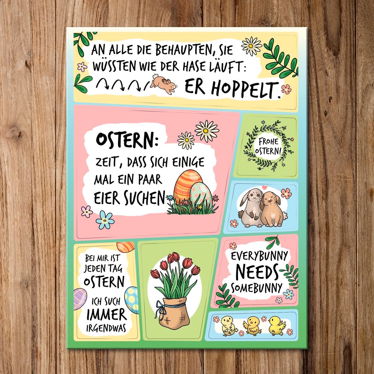 Ostern Sprüche Kühlschrankmagnete im 8er Set